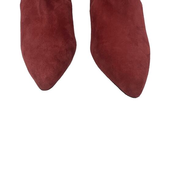 NWOB Stuart Weitzman Suede Maroon Red Cling Sock Heeled Boot Size 10.5 - Picture 9 of 11
